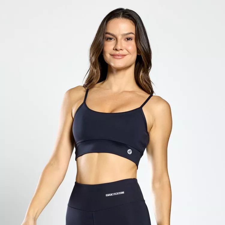 Top Fitness Poliamida Tank Preto