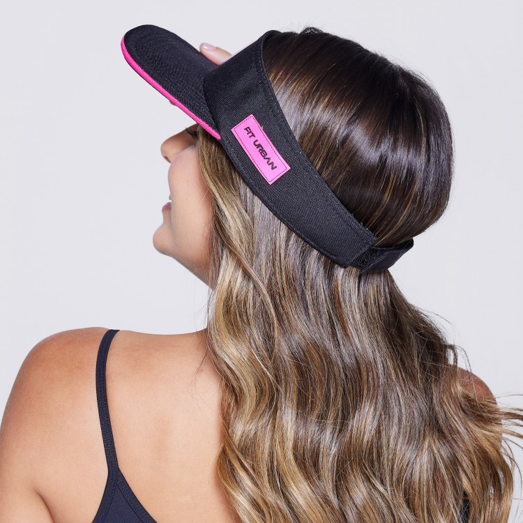 Viseira Feminina Fit Urban Preta com Rosa