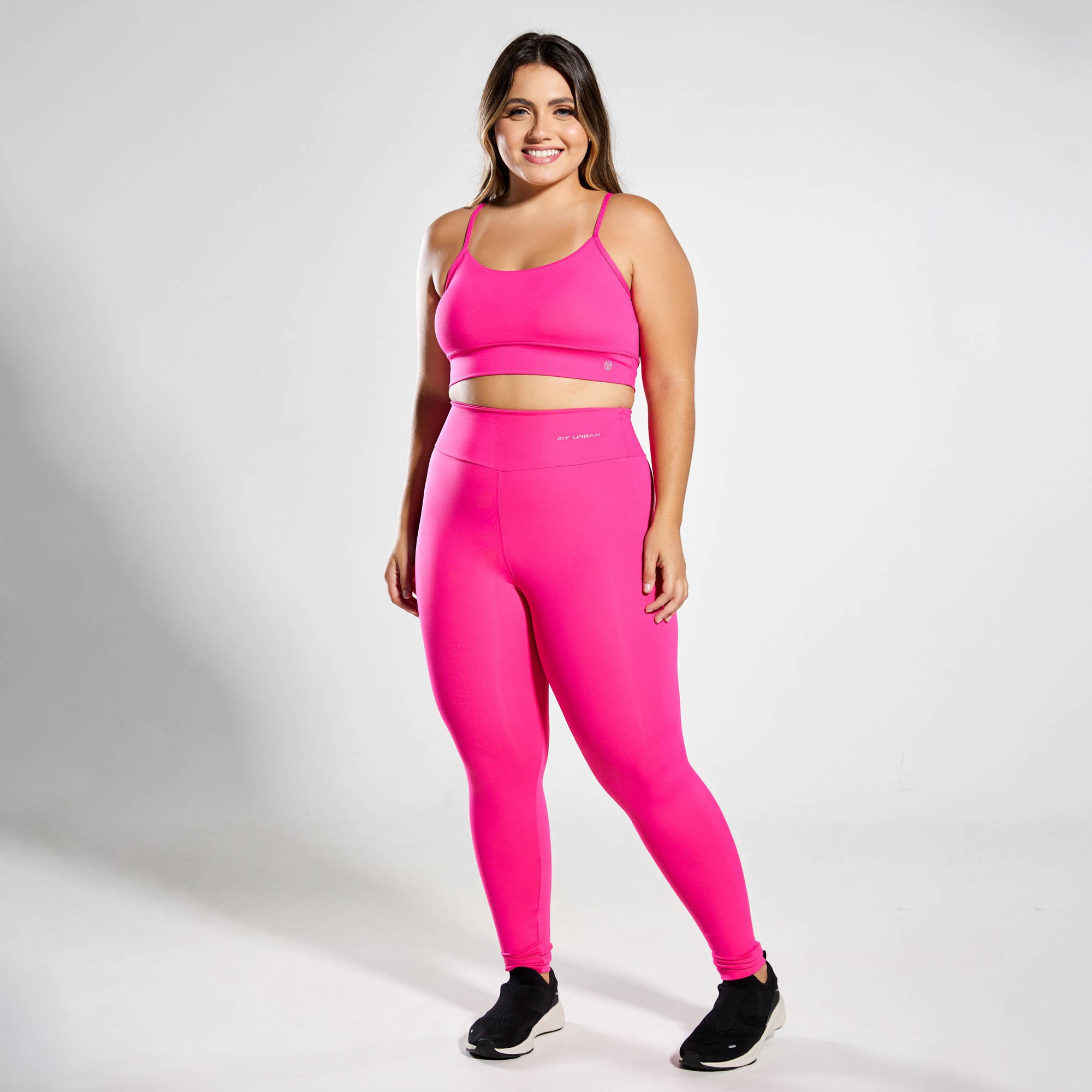 Calça Legging Poliamida com Bolso Invisível no Cós Rosa Pink