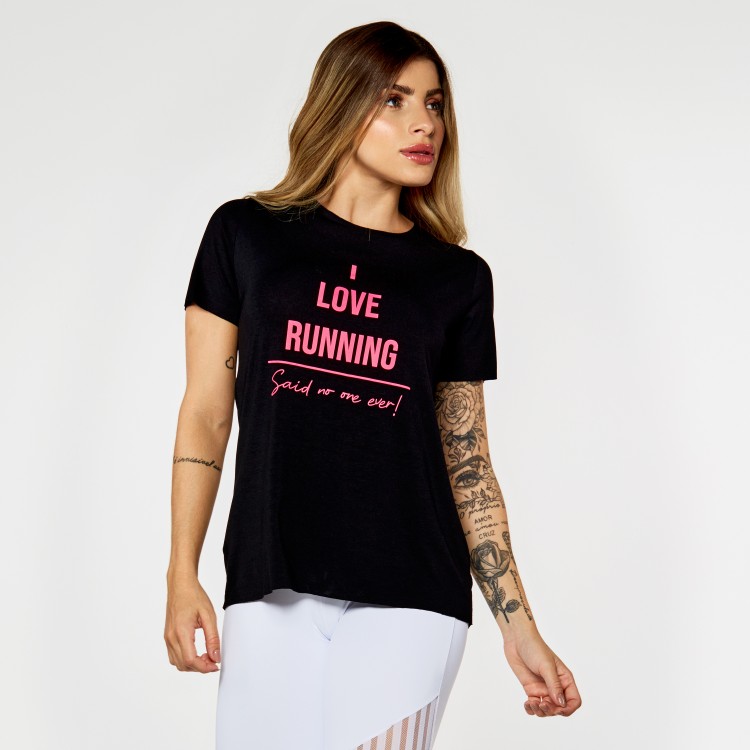 Blusa Fitness I Love Running Preta