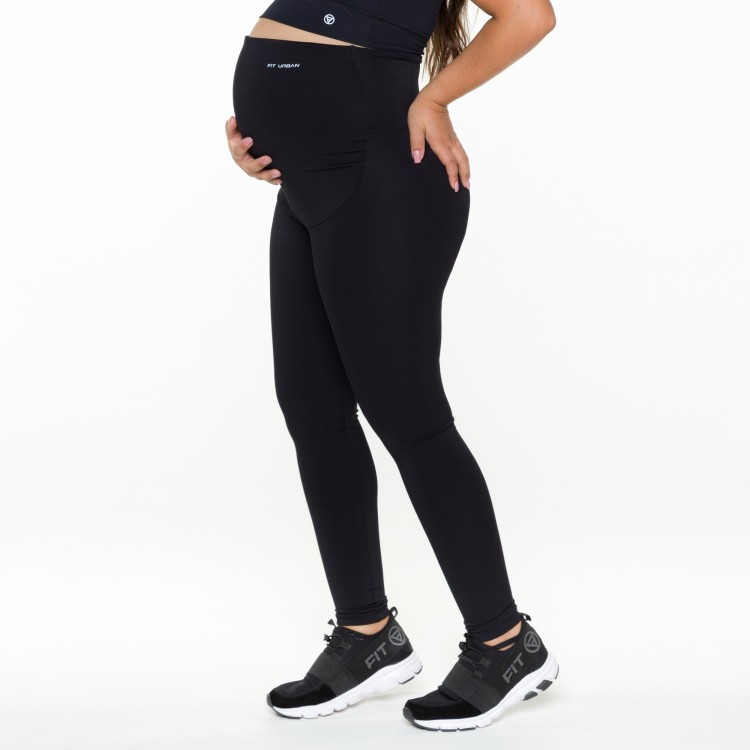 Calça Legging Fitness Gestante Básica Preta
