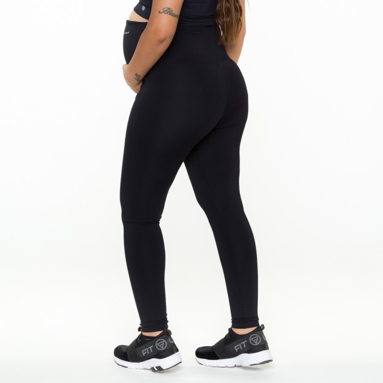 Calça Legging Fitness Gestante Básica Preta