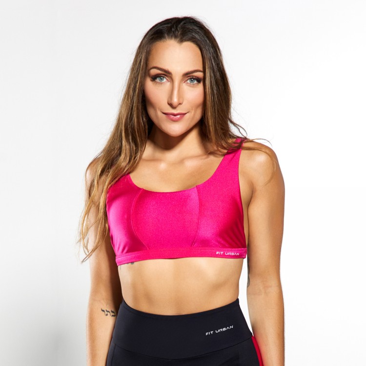 Top Fitness Trilobal Frente Única Rosa Pink