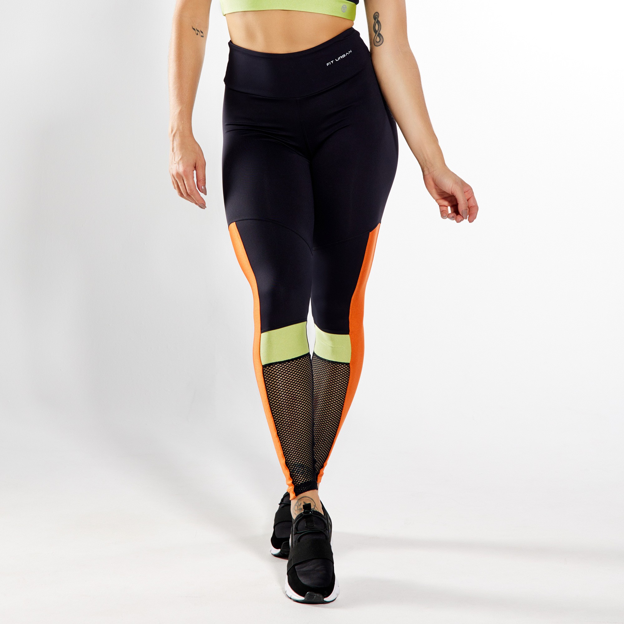 Calça legging com detalhe em tela sales