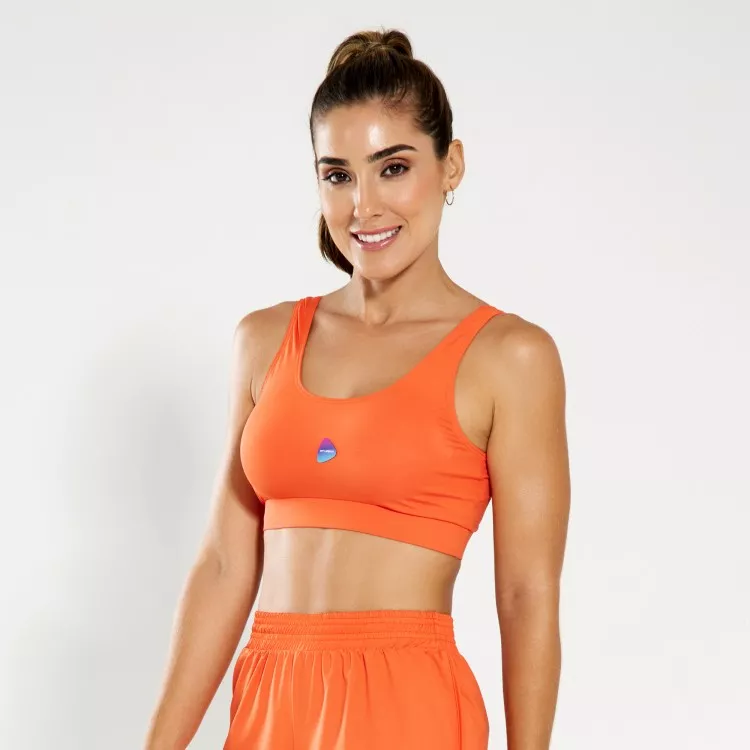 Top Poliamida Light Com Decote Costas em U Laranja
