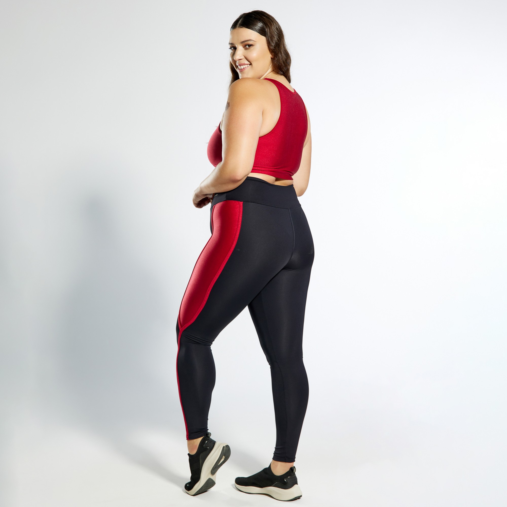 Calça Legging Poliamida Com Chapado Frontal Preta