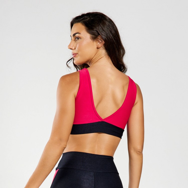 Top Fitness Micro Canelado Reflexos Rosa Magenta