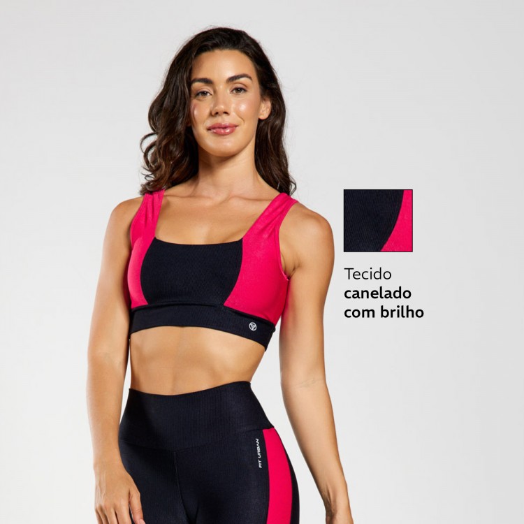 Top Fitness Micro Canelado Reflexos Rosa Magenta