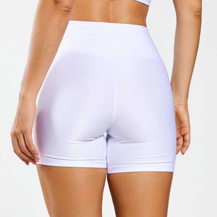 Short Fitness Micro Canelado Brilho Branco