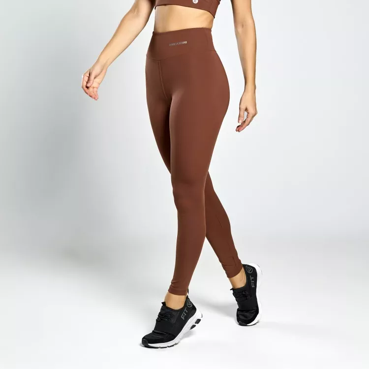 Calça Legging Poliamida com Bolso Invisível no Cós Café