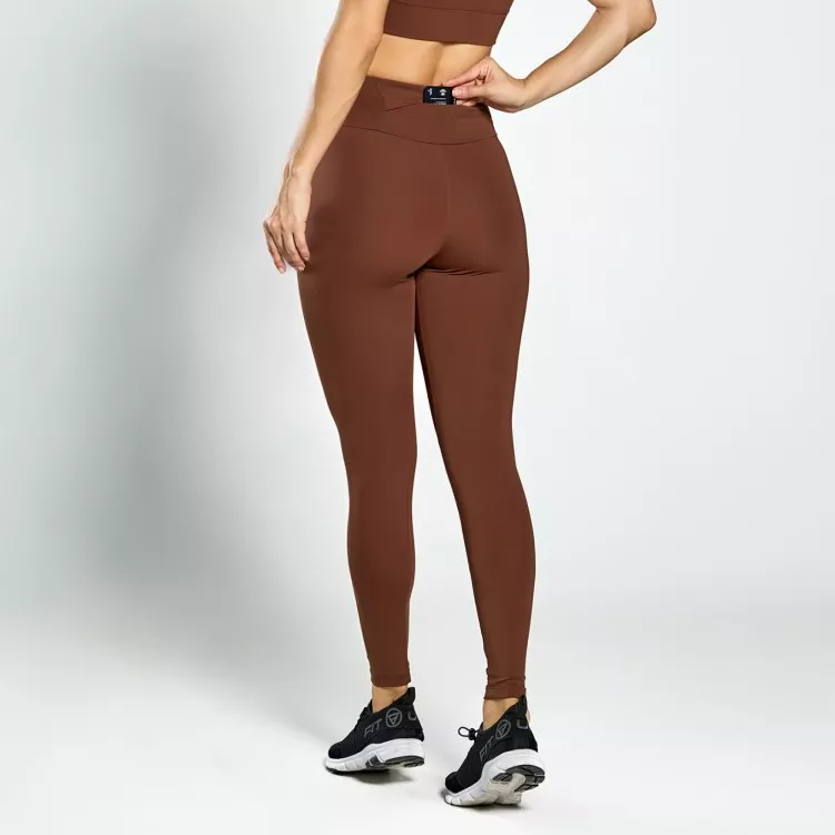 Calça Legging Poliamida com Bolso Invisível no Cós Café