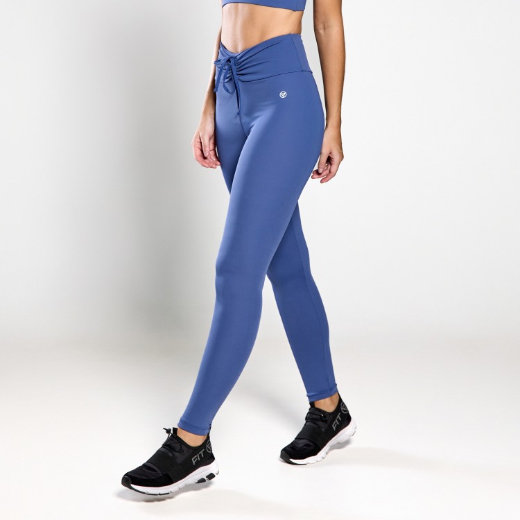 Calça Legging Poliamida Friza Azul