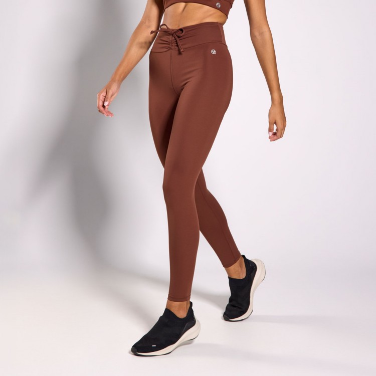 Calça Legging Poliamida Friza Café