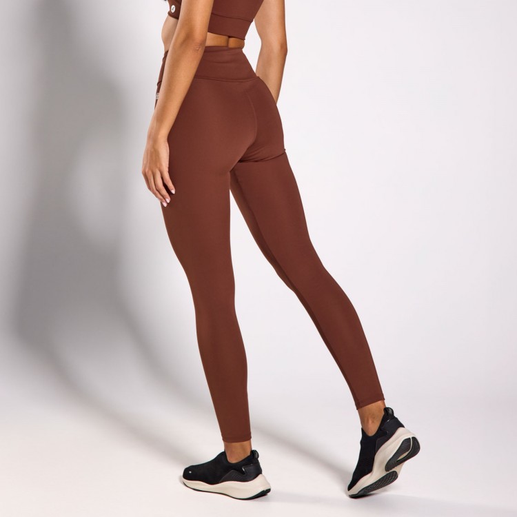 Calça Legging Poliamida Friza Café