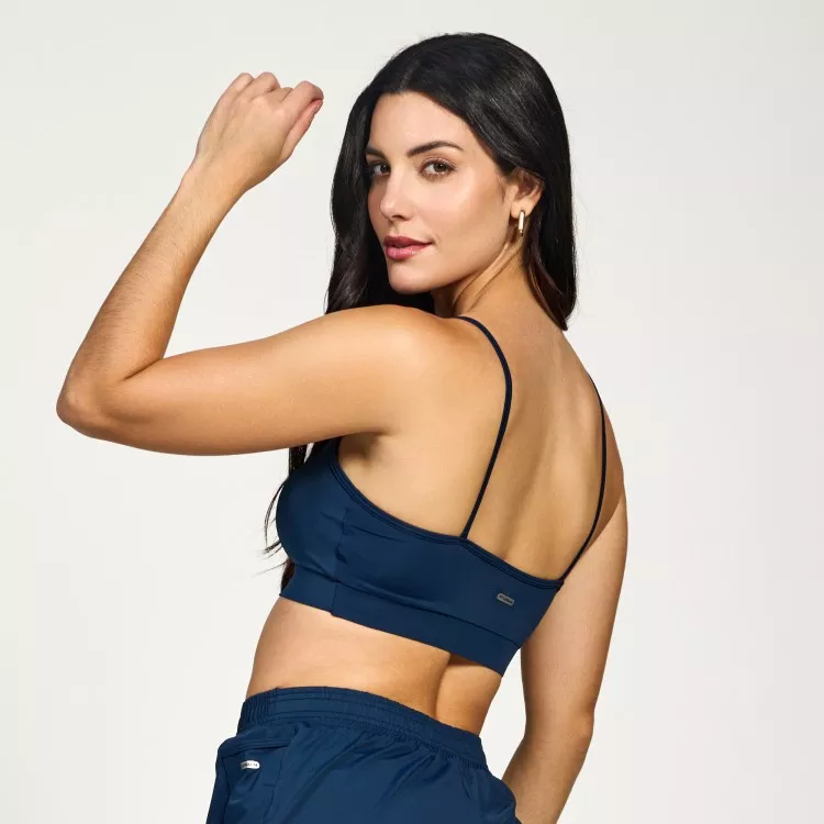 Top Fitness Poliamida Equilíbrio Marinho