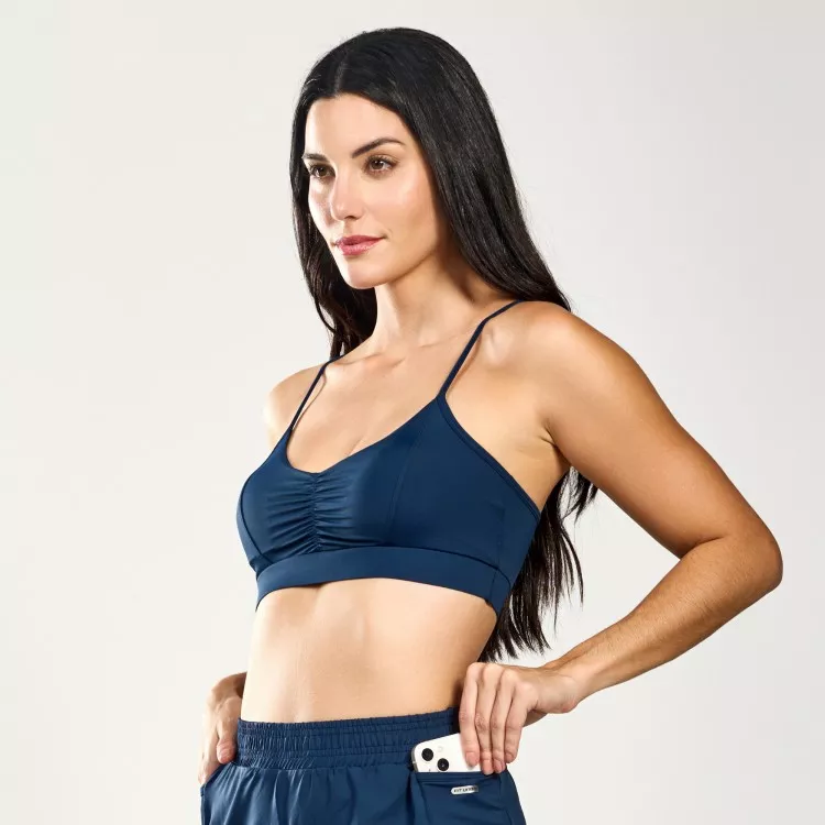 Top Fitness Poliamida Equilíbrio Marinho