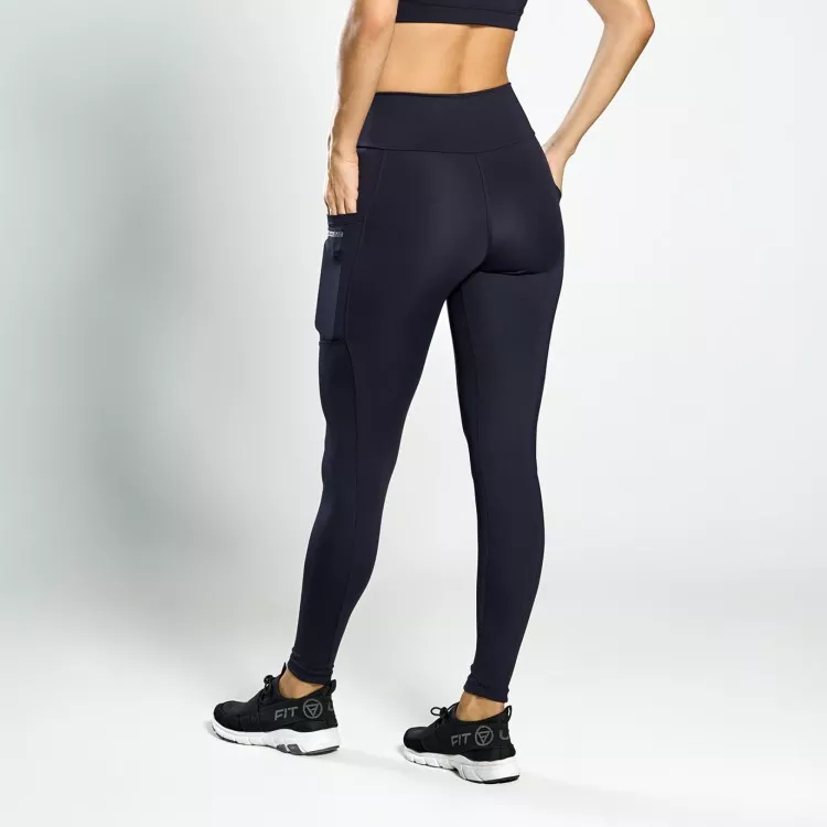 Calça Legging Poliamida Bolsos Laterais Preta