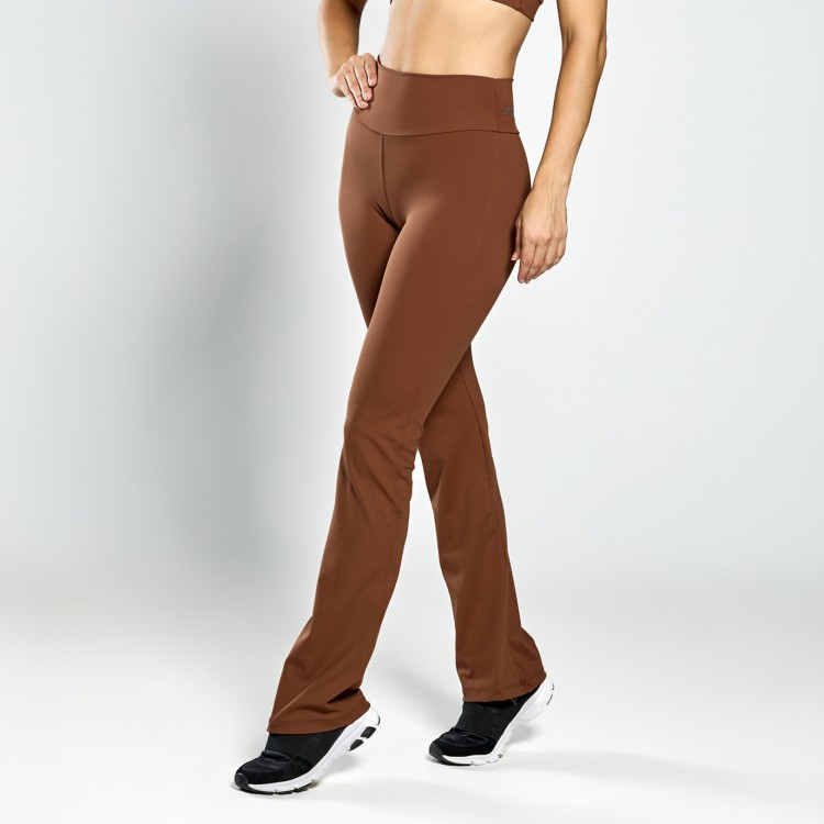 Calça Legging Poliamida Flare Café