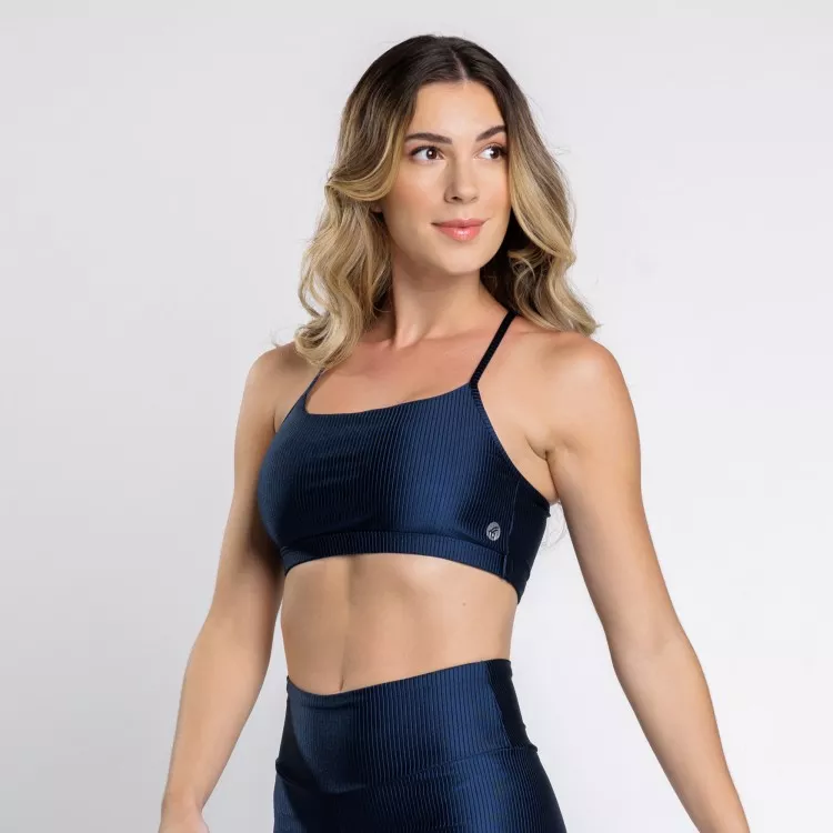 Top Canelado Glow Alcinha Marinho