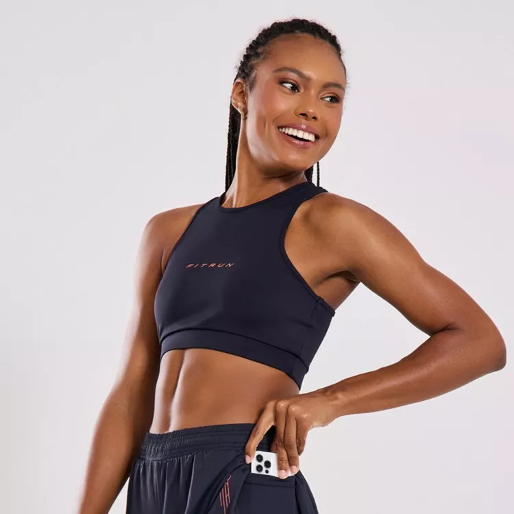 Top Fitness Poliamida Circuito Preto