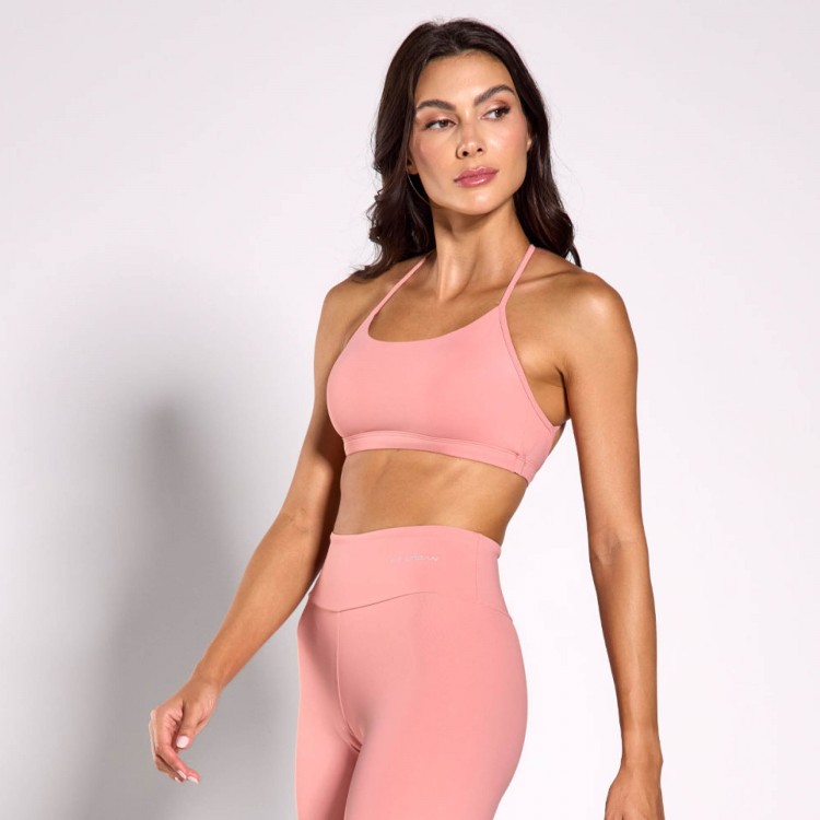 Top Fitness Poliamida Costas Cruzadas Rosa Claro