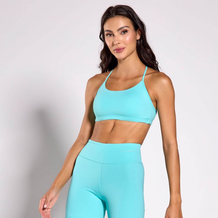 Top Fitness Poliamida Costas Cruzadas Azul