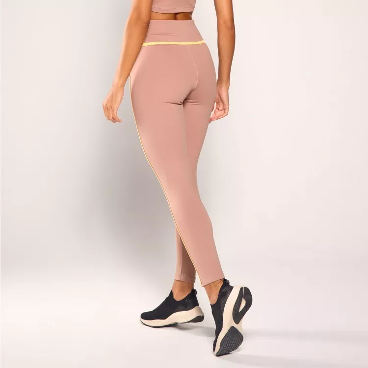 Calça Legging Poliamida Areia com Pêssego
