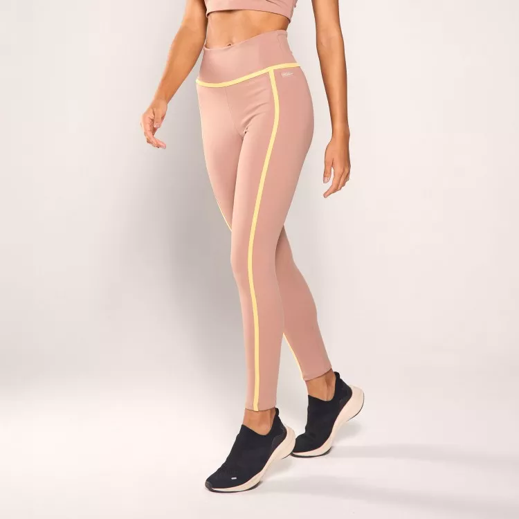 Calça Legging Poliamida Areia com Pêssego