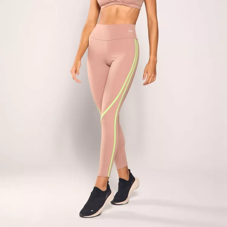 Calça Legging Poliamida Areia com Verde Menta