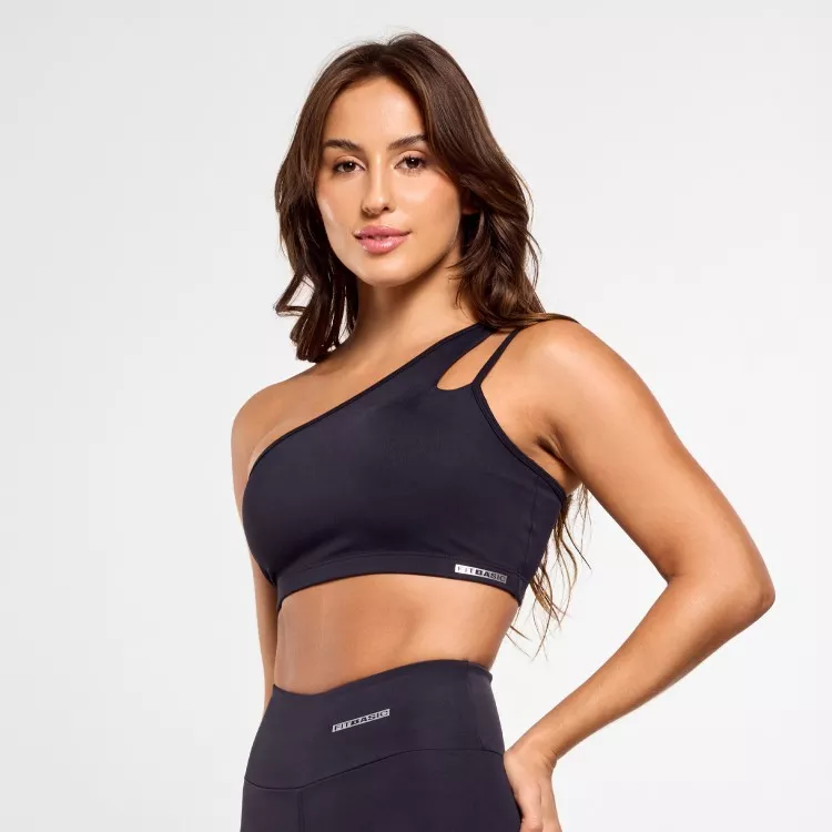 Top Poliamida Ombro Único Preto