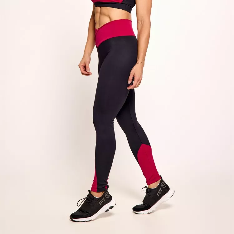 Calça Legging Poliamida Cós V Preta