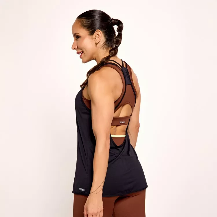 Regata Poliamida Dry Fit com Alcinha Preta