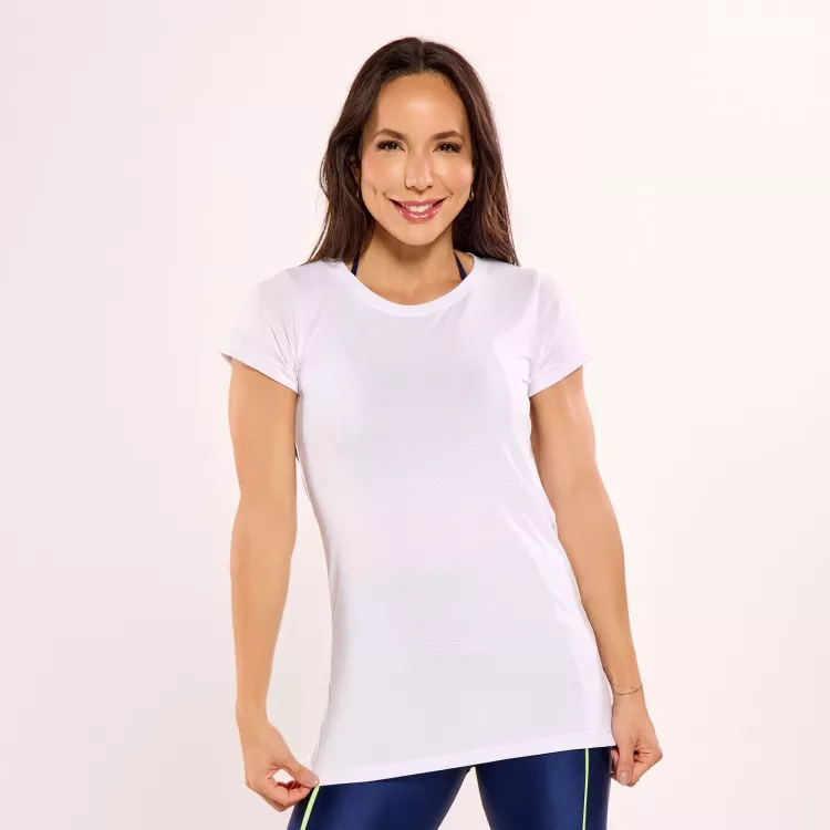 Blusa Poliamida Dry Fit Com Recorte Branca