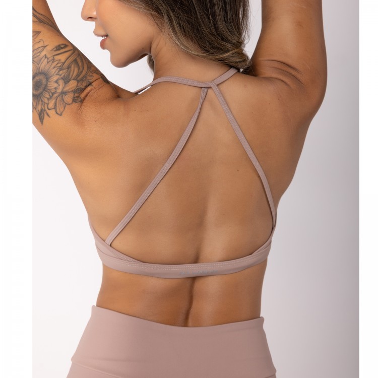 Top Fitness Poliamida Costas Cruzadas Areia