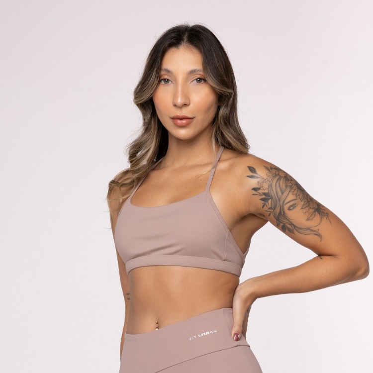 Top Fitness Poliamida Costas Cruzadas Areia