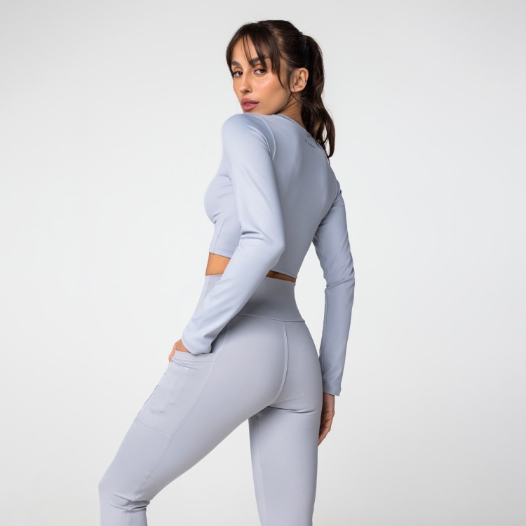 Top Cropped Poliamida Manga Longa