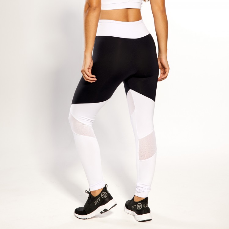 Calça Legging Poliamida Preto com Branco