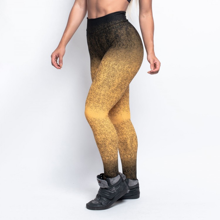 Calça Legging Poliamida Jacquard Degrade Amarelo