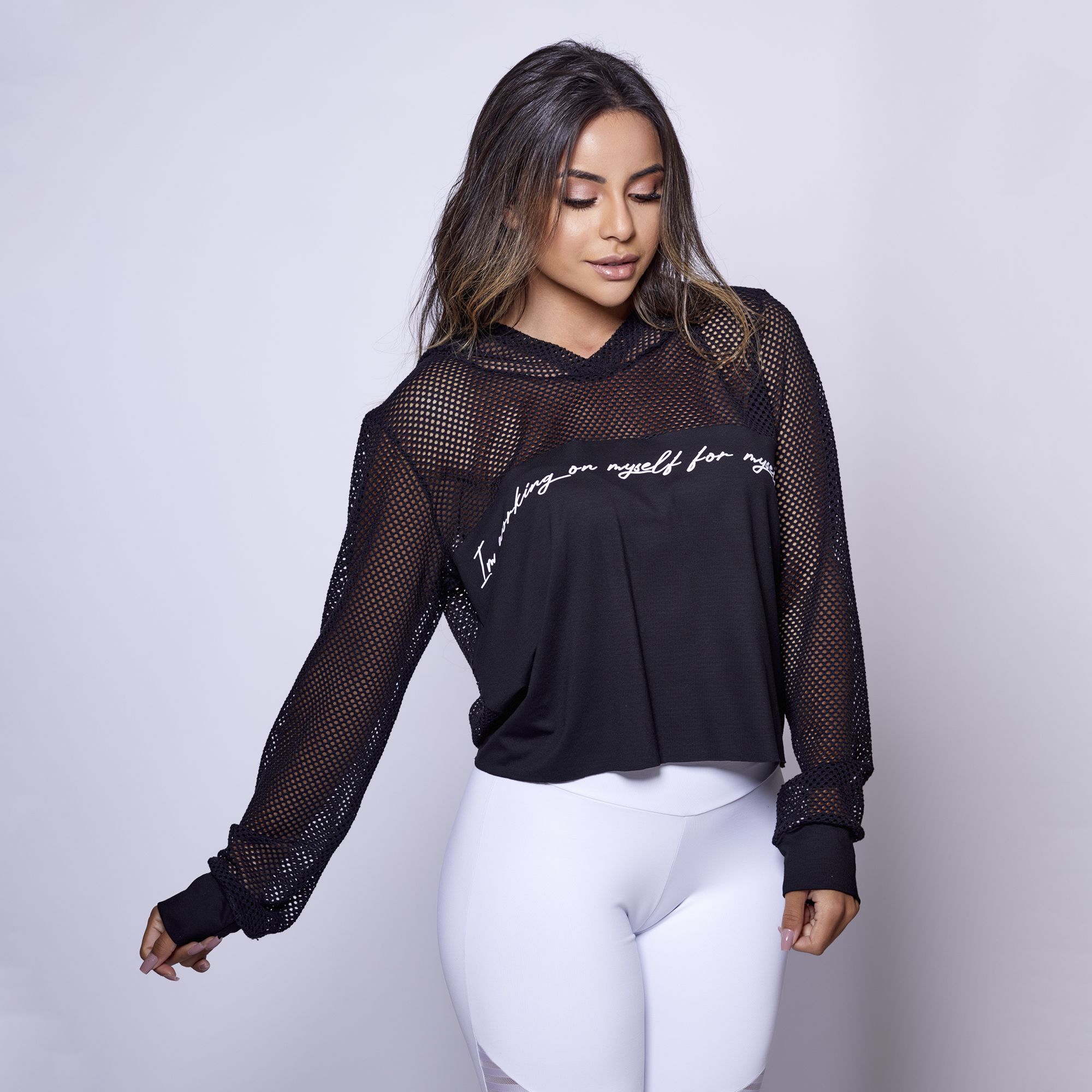 Blusa fitness manga longa clearance