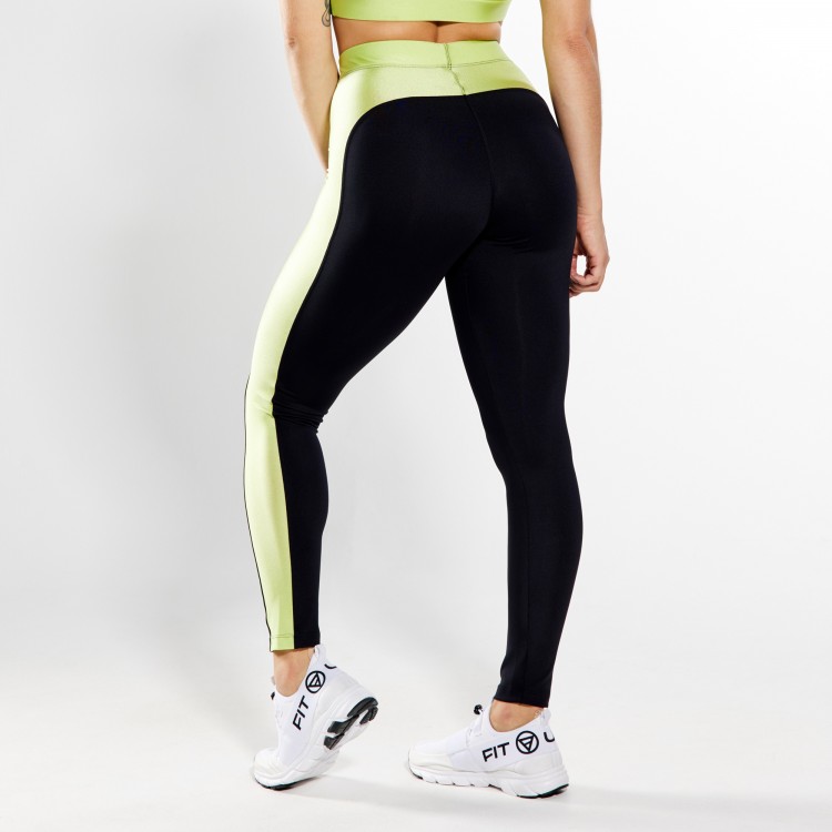 Calça Legging Poliamida Montaria com Recortes Verde Limão