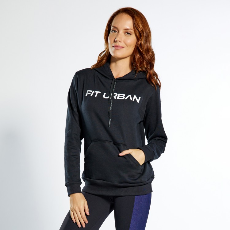 Blusa de Moletom Confort com Capuz Preta