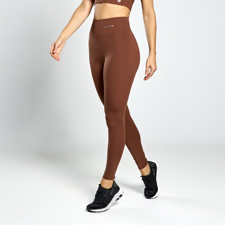 Calça Legging Poliamida com Bolso Invisível no Cós Café
