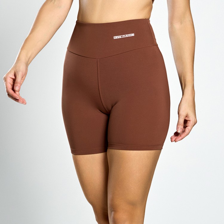 Short Fitness Poliamida com Bolso Invisível no Cós Café