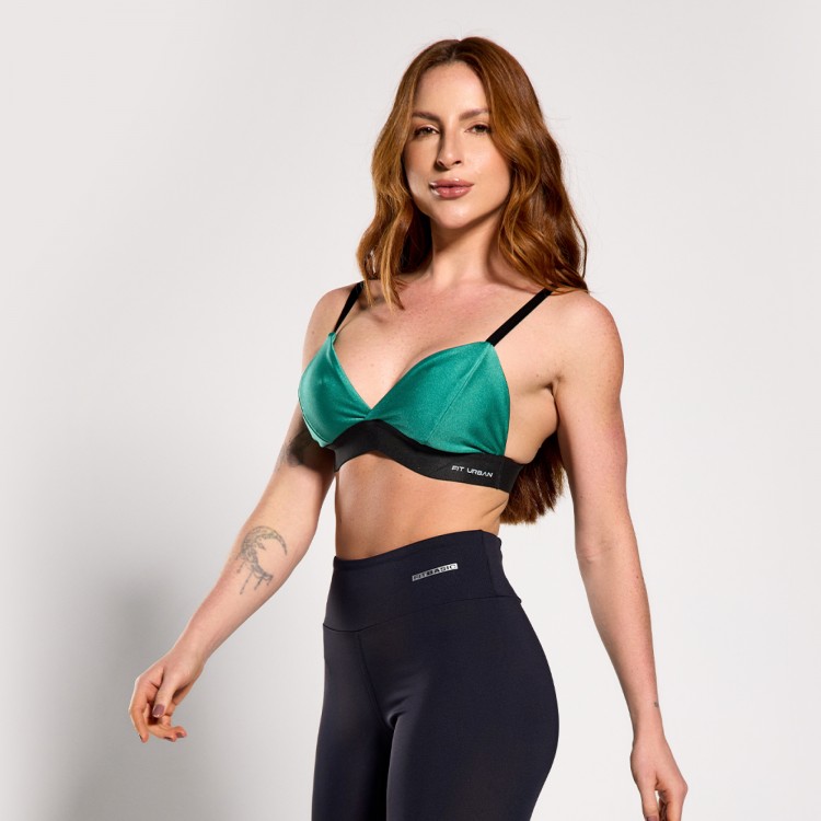 Top Fitness Triângulo Com Alças Regulável Sálvia