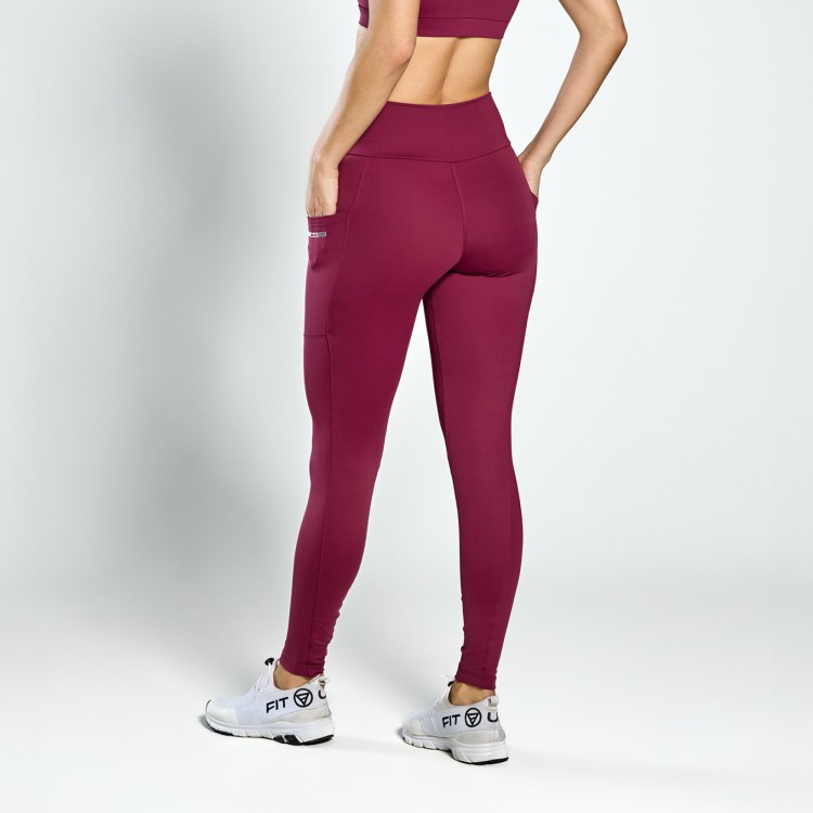 Calça Legging Poliamida Bolsos Laterais Vinho