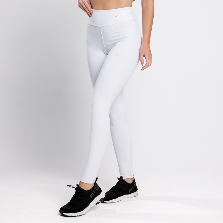 Calça Legging Poliamida com Bolso Invisível no Cós Branca