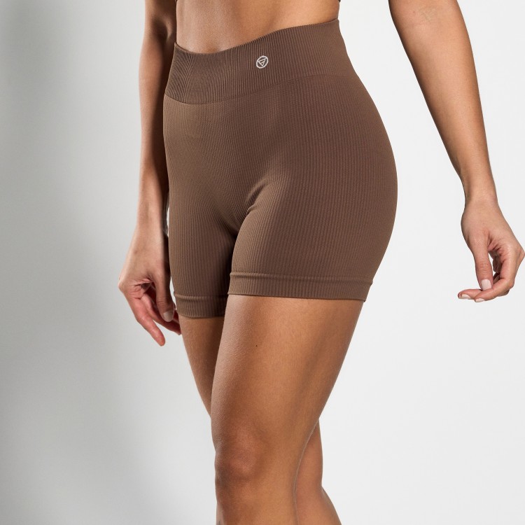 Short Fitness Seamless Canelado Café