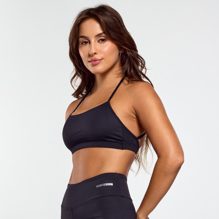 Top Fitness Poliamida Costas Cruzadas Preto