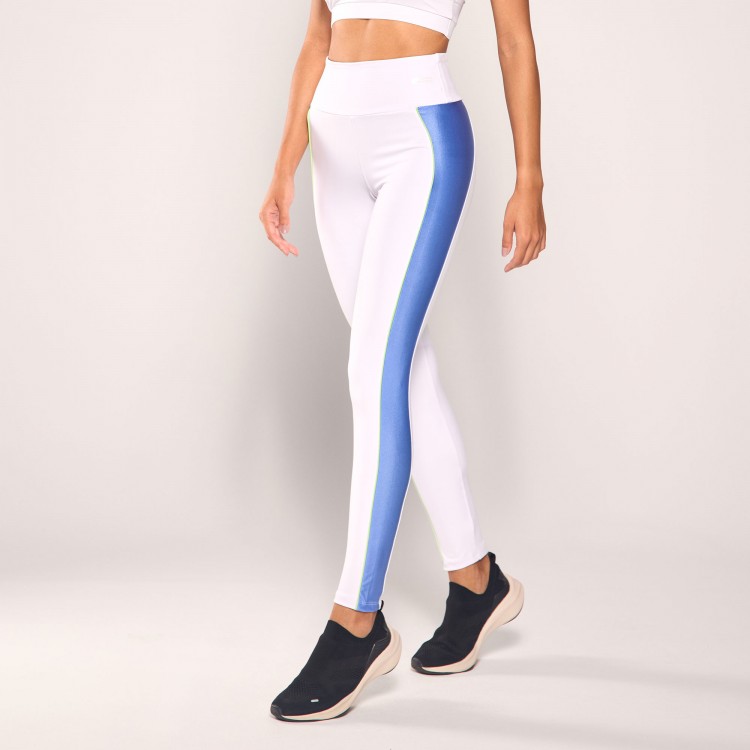Calça Legging Poliamida Branca com Recortes