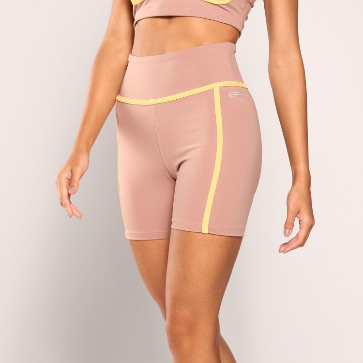 Short Fitness Poliamida Areia com Pêssego